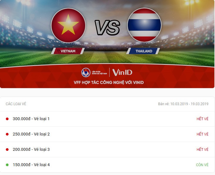 Tới 18h20 ngày 11.3, vé xem trận U23 Việt Nam gặp U23 Thái Lan chỉ còn mệnh giá 150.000 đồng.