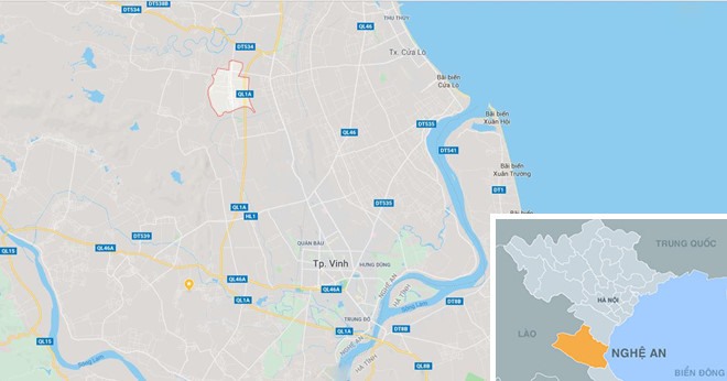 Xã Nghi Diên, nơi xảy ra vụ việc. Ảnh: Google Maps.