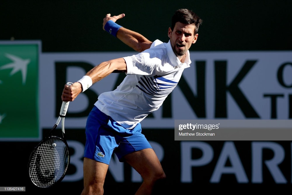 Djokovic tan mộng chinh phục Indian Wells 2019. Ảnh: Getty.
