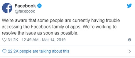 Facebook thừa nhận lỗi trên Twiter