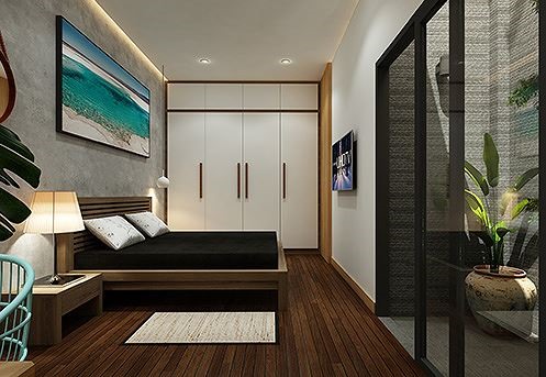 Nội thất phòng ngủ được thiết kế riêng phù hợp với kích thước không gian nhà. 