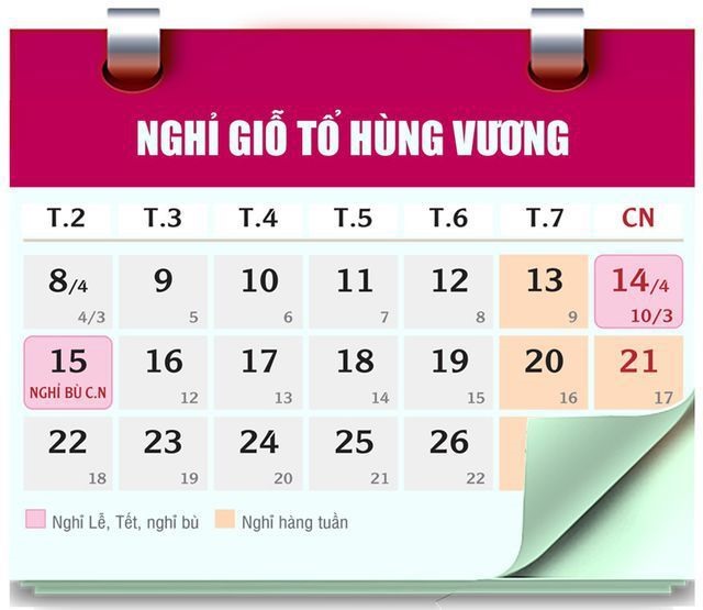 Lịch nghỉ dịp Giỗ Tổ Hùng Vương Minh hoạ: Vũ Toản/Dân trí.