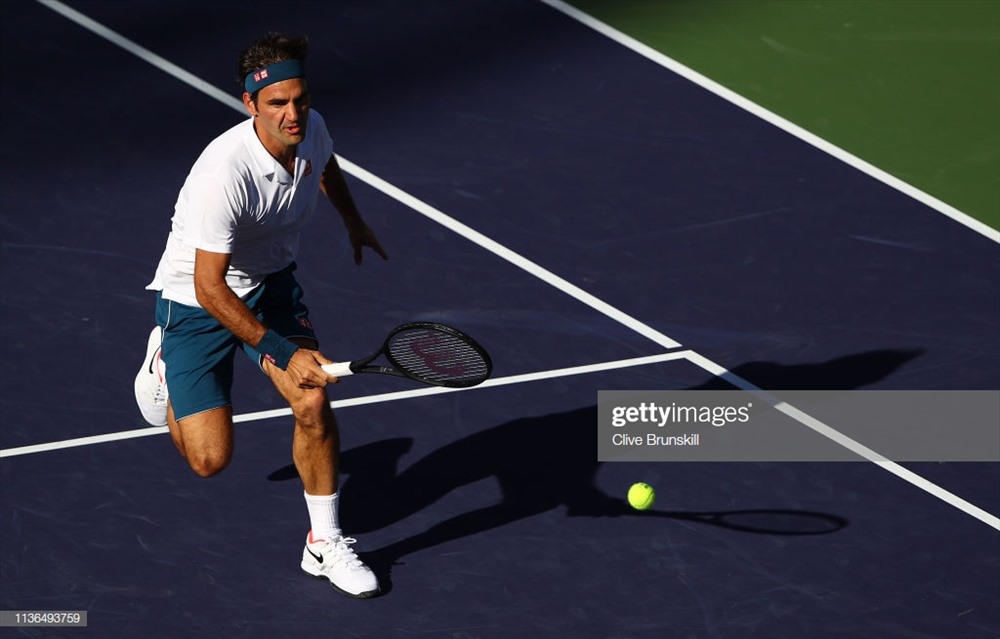 Federer nhập cuộc đầy tự tin trong trận chung kết Indian Wells 2019. Ảnh: Getty.