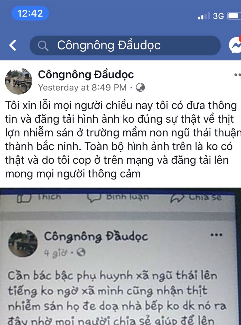 Hai dòng status của đối tượng Nguyễn Bá Mạnh trên facebook.