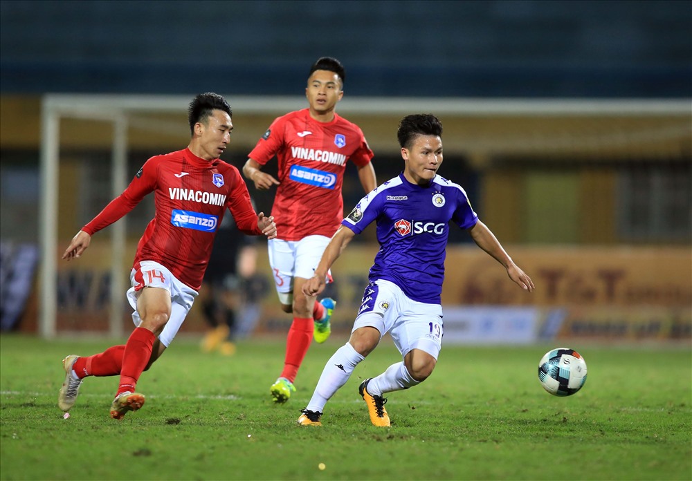 CLB Hà Nội có những chiến thắng đậm ở AFC Cup hay V.League nhưng Quang Hải vẫn “mất tích” một cách khó hiểu. Ảnh: VPF