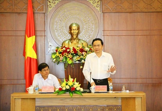 Bí thư Trung ương Đảng, Chủ tịch UBTƯ MTTQ Việt Nam Trần Thanh Mẫn phát biểu tại buổi làm việc.