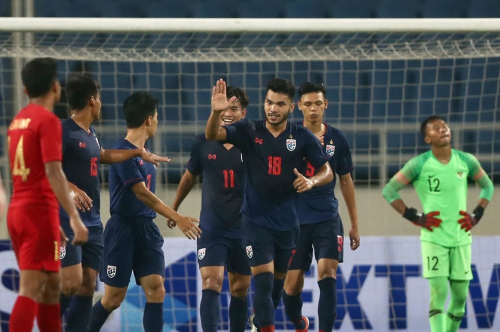 U23 Thái Lan “vùi dập” U23 Indonesia 4 bàn không gỡ sẽ là một lợi thế rất lớn cho họ nếu xét về hiệu số của bảng K. Ảnh: AFC