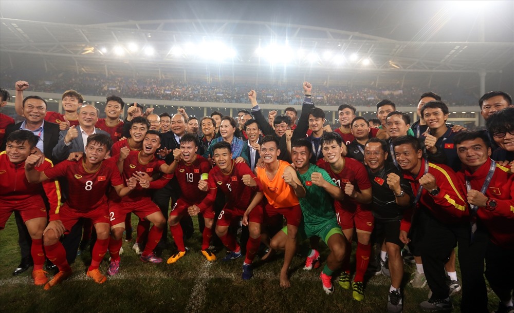Đoàn quân của HLV Park Hang-seo đã đánh bại U23 Thái Lan với tỉ số đậm nhất trong lịch sử những trận thắng của bóng đá Việt Nam với đối thủ kình địch này. Ảnh: T.L