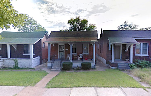 Những căn nhà đủ điều kiện bán giá một USD ở St. Louis. Ảnh: Google Maps  