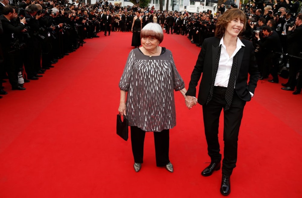 Varda và Jane Birkin dự buổi công chiếu phim The Ice and the Sky tại Liên hoan phim Cannes 2015. Ảnh Getty Images