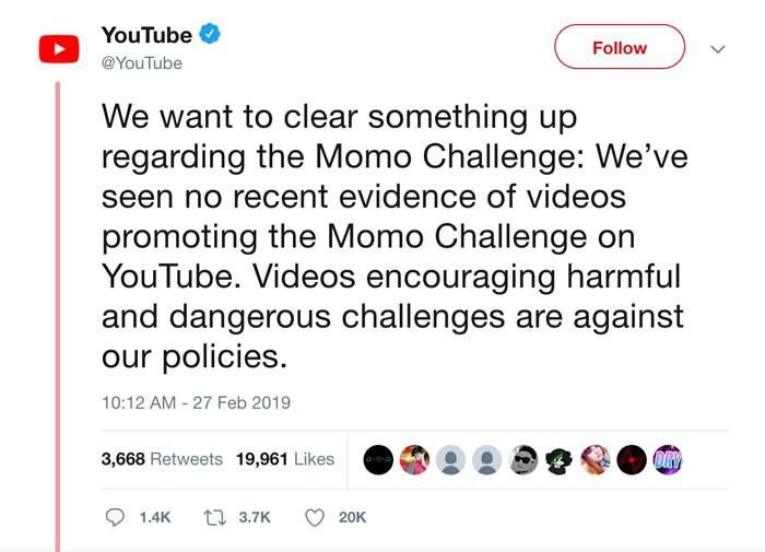 YouTube ra thông báo trên trang Twitter.