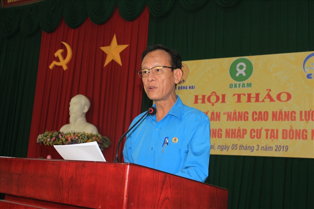 Ông Nông Văn Dũng - PCT thường trực LĐLĐ tỉnh Đồng Nai phát biểu tại hội thảo