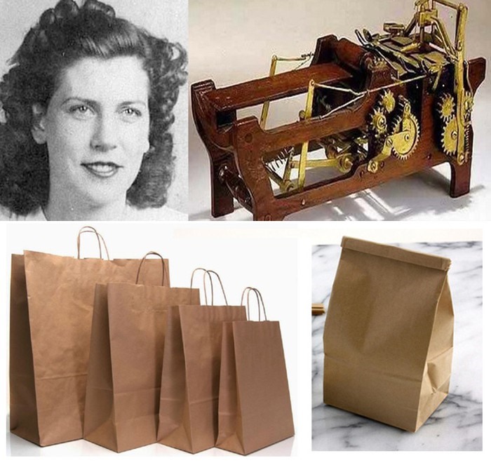 Túi giấy: Bà Margaret Knight và phát minh túi giấy vô cùng tiện lợi  Trước năm 1968, người ta thường sử dụng những chiếc bì thư để đựng đồ. Tuy nhiên diện tích nhỏ hẹp là điểm bất lợi chủ yếu của bì thư.  Năm 1870, bà Margaret Knight, một công nhân dệt sợi đã đưa ra ý tưởng về một chiếc túi giấy có đáy vuông. Đồng thời, bà đã phát minh ra một chiếc máy cắt, gấp và tạo đáy hình vuông cho chiếc túi.