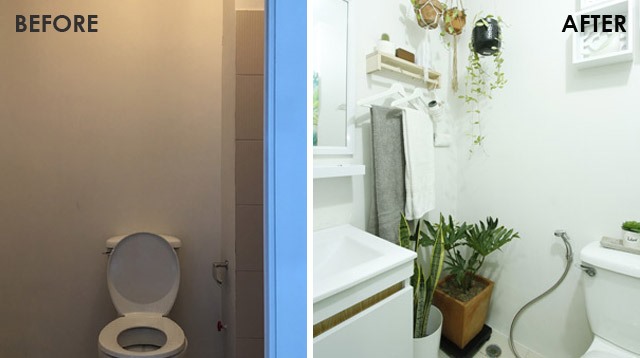Không gian phòng tắm cũng được chủ nhân lột xác trở thành không gian thư giãn sang trọng, xanh mát.