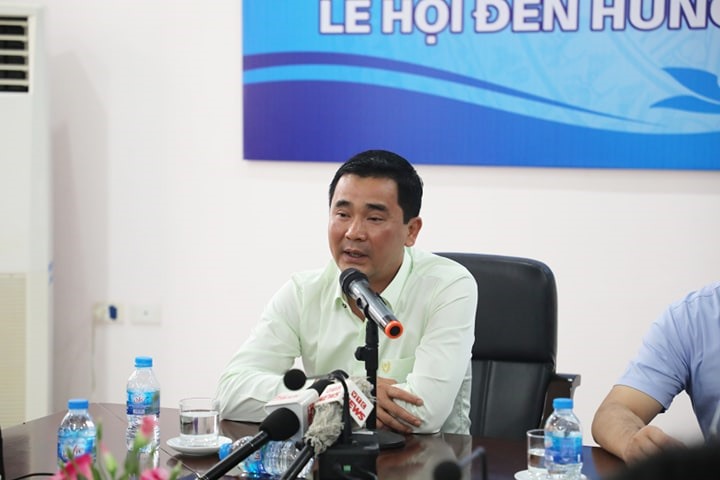 Ông Hồ Đại Dũng, trưởng Ban tổ chức lễ hội Đền Hùng 2019 phát biểu tại họp báo. 