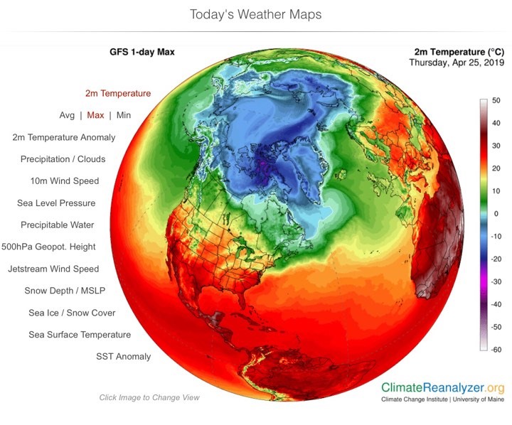 Trái Đất đang nóng lên. Ảnh: climatereanalyzer.org.