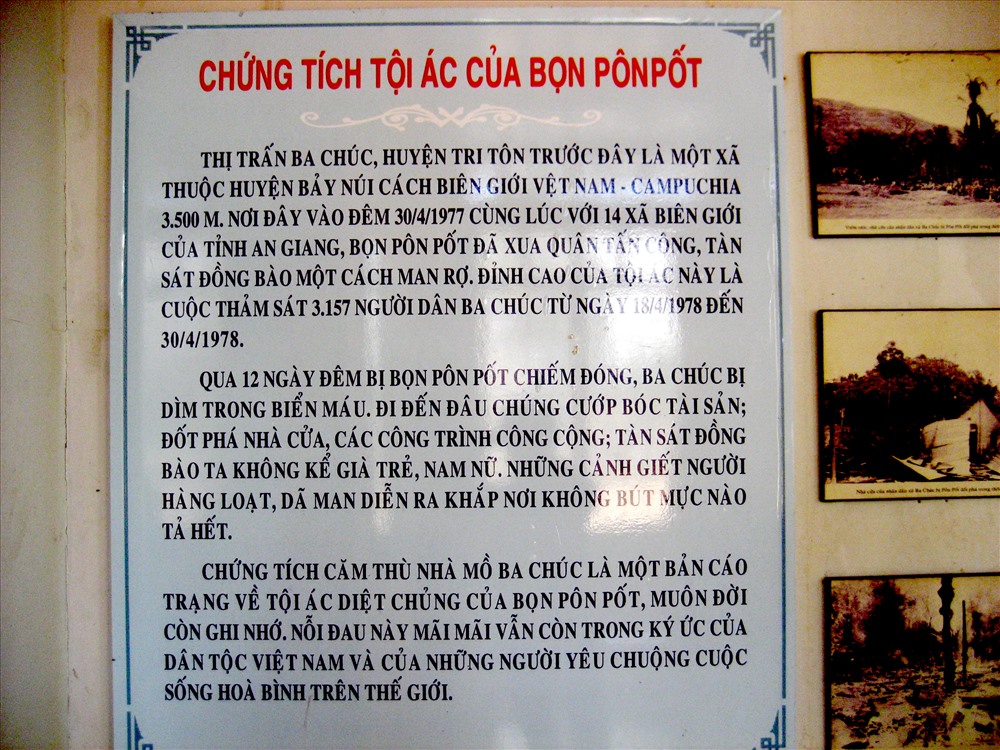 Bản tóm tắt tội ác diệt chủng của quân Pôn Pốt. Ảnh: Lục Tùng
