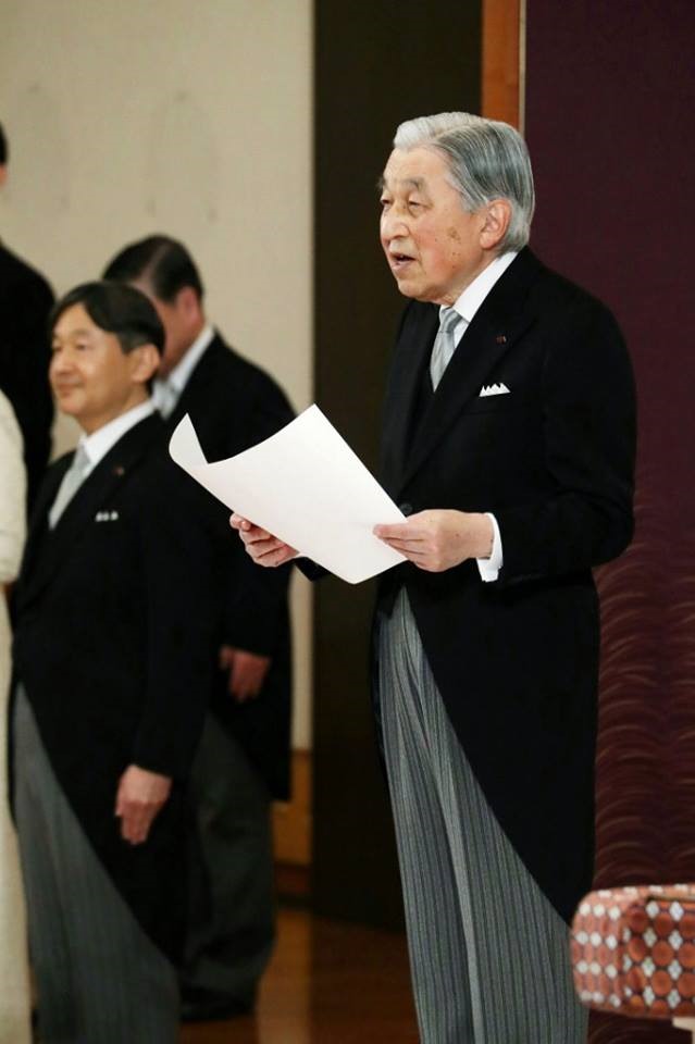 Nhật hoàng Akihito có bài phát biểu cuối cùng trước khi chính thức thoái vị. Ảnh: AFP. 