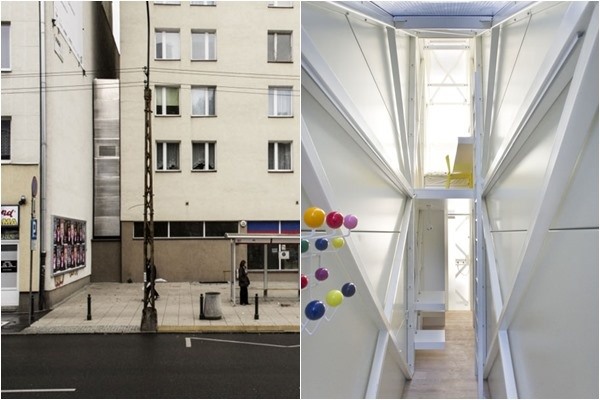 Keret House là một công trình của kiến trúc sư Jakub Szczęsny tại thủ đô Warszawa, Ba Lan. Ngôi nhà nhỏ xíu này có chiều rộng chỉ tầm 112cm, vừa đủ để một người lớn sinh sống và làm việc bên trong. Nếu nhìn từ bên ngoài, ngôi nhà được xây vừa vặn trong một con hẻm nhỏ nằm giữa hai tòa nhà lịch sử.