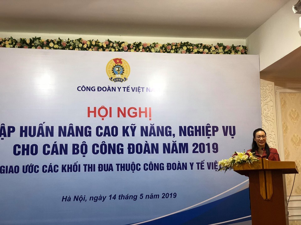 PGS. TS Phạm Thanh Bình, Chủ tịch CĐ Y tế Việt Nam phát biểu tại hội nghị. 