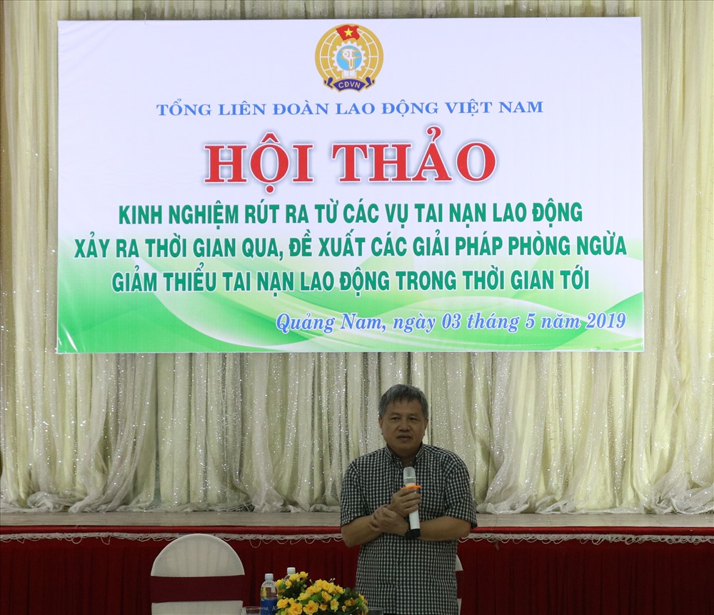 TS. Đỗ Trần Hải - Viện trưởng Viện Khoa học An toàn vệ sinh lao động - phát biểu tại Hội thảo. Ảnh: Đ.V