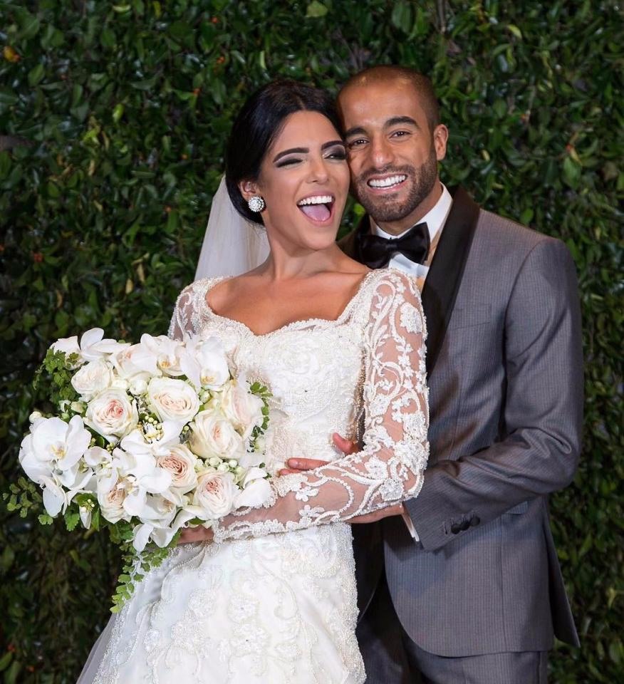 Lucas Moura và Larrisa Saad.