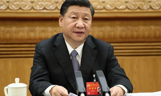Tổng Bí thư, Chủ tịch Tập Cận Bình chủ trì phiên họp toàn thể Đại hội 19 Đảng Cộng sản Trung Quốc. Ảnh: Tân Hoa xã