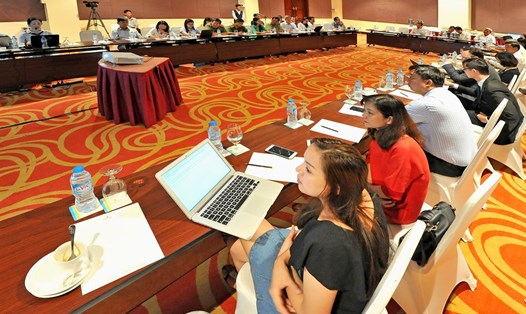 Quang cảnh buổi họp tại Phú Quốc vào tháng 9.2017 của tiểu ban tổ chức Cuôc thi Hoa hậu Hòa bình Thế giới.
