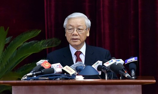 Tổng Bí thư Nguyễn Phú Trọng phát biểu tại Hội nghị Trung ương 6 khóa XII.