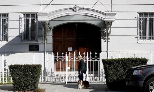 Tòa nhà lãnh sự quán Nga ở San Francisco, Mỹ đã bị đóng cửa. Ảnh: Reuters