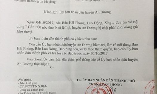 Thành phố Hải Phòng chỉ đạo làm rõ nội dung báo Lao Động nêu - Ảnh CTV