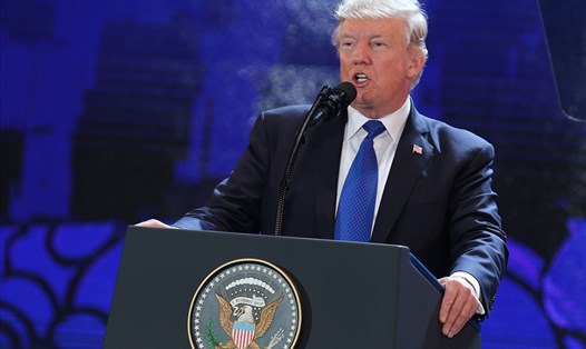 Chiều 10.11.2017, tại Đà Nẵng, Tổng thống Hoa Kỳ Donald Trump dự và phát biểu tại Hội nghị Thượng đỉnh Doanh nghiệp APEC 2017. Ảnh: TTXVN