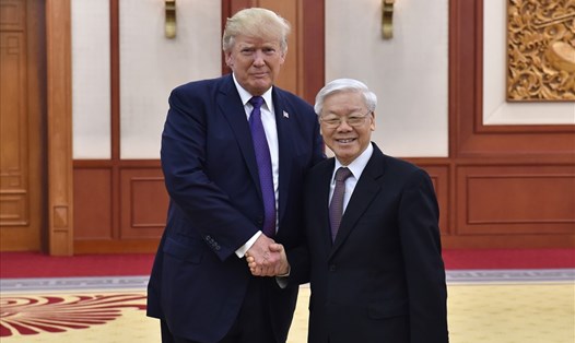 Tổng Bí thư Nguyễn Phú Trọng và Tổng thống Mỹ Donald Trump. Ảnh: Hải Nguyễn