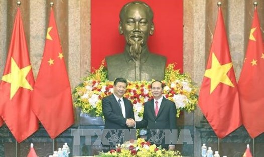 Chủ tịch Nước Trần Đại Quang hội đàm với Tổng Bí thư, Chủ tịch Tập Cận Bình. Ảnh: TTXVN