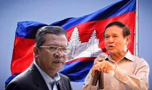 Thủ tướng Campuchia Hun Sen và thủ lĩnh CNRP Kem Sokha. Ảnh: Getty