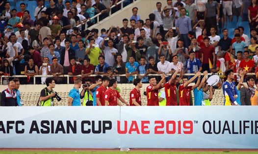 Tuyển Việt Nam trong ngày giành vé dự VCK Asian Cup 2019. Ảnh: Hải Anh