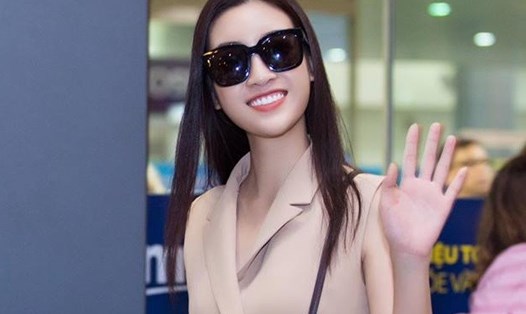 Hình ảnh khi vừa xuống sân bay của Hoa hậu Đỗ Mỹ Linh.
