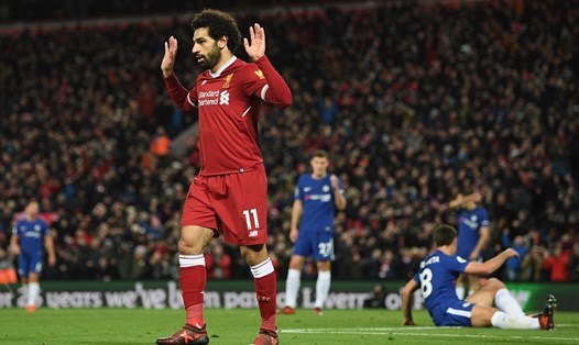 Mohamed Salah từ chối ăn mừng sau khi có bàn thắng thứ 10 ở Premier League mùa này. Ảnh: Getty Images.