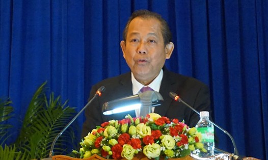 Phó Thủ tướng Thường trực Chính phủ Trương Hoà Bình phát biểu tại Lễ kỷ niệm.   Ảnh: M.Q