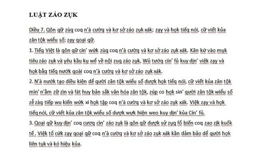 Mô hình cải cách chữ viết tiếng Việt của PGS.TS Bùi Hiền. Ảnh: LDO