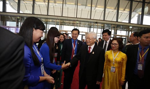 Tổng Bí thư Nguyễn Phú Trọng tới dự và phát biểu chỉ đạo đại hội. Ảnh: Hải Nguyễn