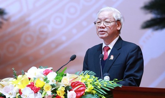 Tổng Bí thư Nguyễn Phú Trọng phát biểu chỉ đạo Đại hội. Ảnh: Hải Nguyễn