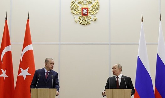 Tổng thống Nga Vladimir Putin và Tổng thống Thổ Nhĩ Kỳ Recep Tayyip Erdogan. Ảnh: Tass