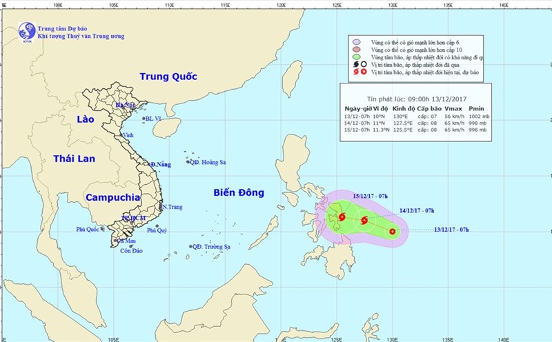 Áp thấp nhiệt đới đã mạnh thành bão Kaitak