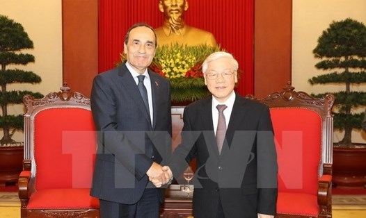 Tổng Bí thư Nguyễn Phú Trọng tiếp Chủ tịch Hạ viện Vương Quốc Maroc Habib El Malki thăm chính thức Việt Nam. Ảnh: TTXVN