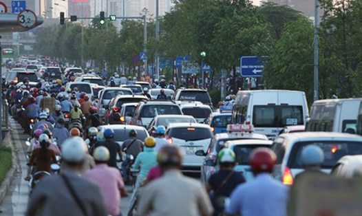 Ùn tắc giao thông ở thủ đô Hà Nội. 