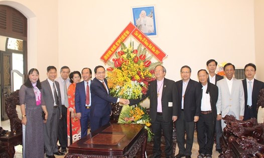 Chủ tịch Trần Thanh Mẫn tại Tổng Tòa Giám mục TP Hồ Chí Minh. Ảnh: PV