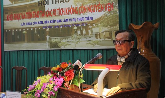 PGS.TS Trần Lâm Biền phát biểu tại Hội thảo. Ảnh: Trần Vương