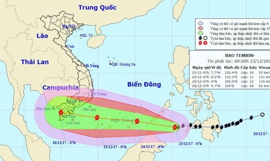 Bão Tembin sắp vào Biển Đông, dự báo nhằm hướng Nam bộ - Nguồn: Trung tâm Dự báo khí tượng thủy văn trung ương