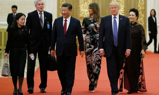 Chủ tịch Trung Quốc Tập Cận Bình tổ chức quốc yến đón Tổng thống Donald Trump Đại lễ đường nhân dân. Ảnh: AFP/Getty Images